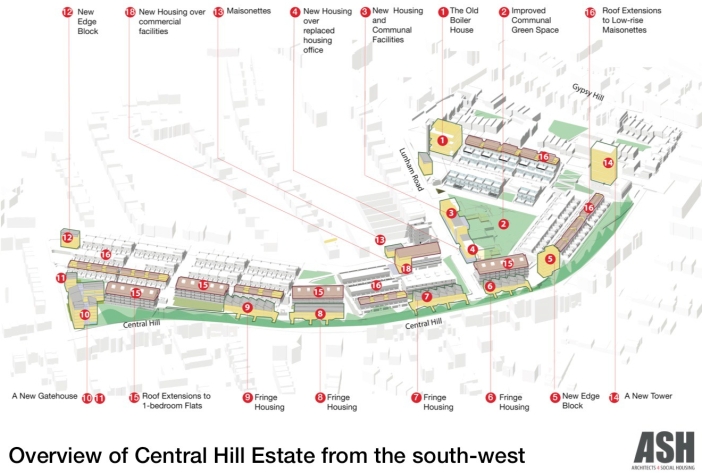 ASH, Overview of Central Hill estate from the south-west