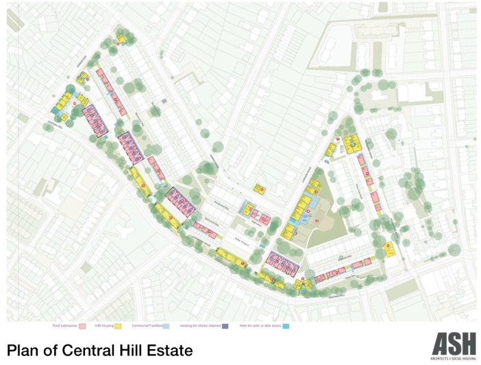 ASH, Plan of Central Hill estate
